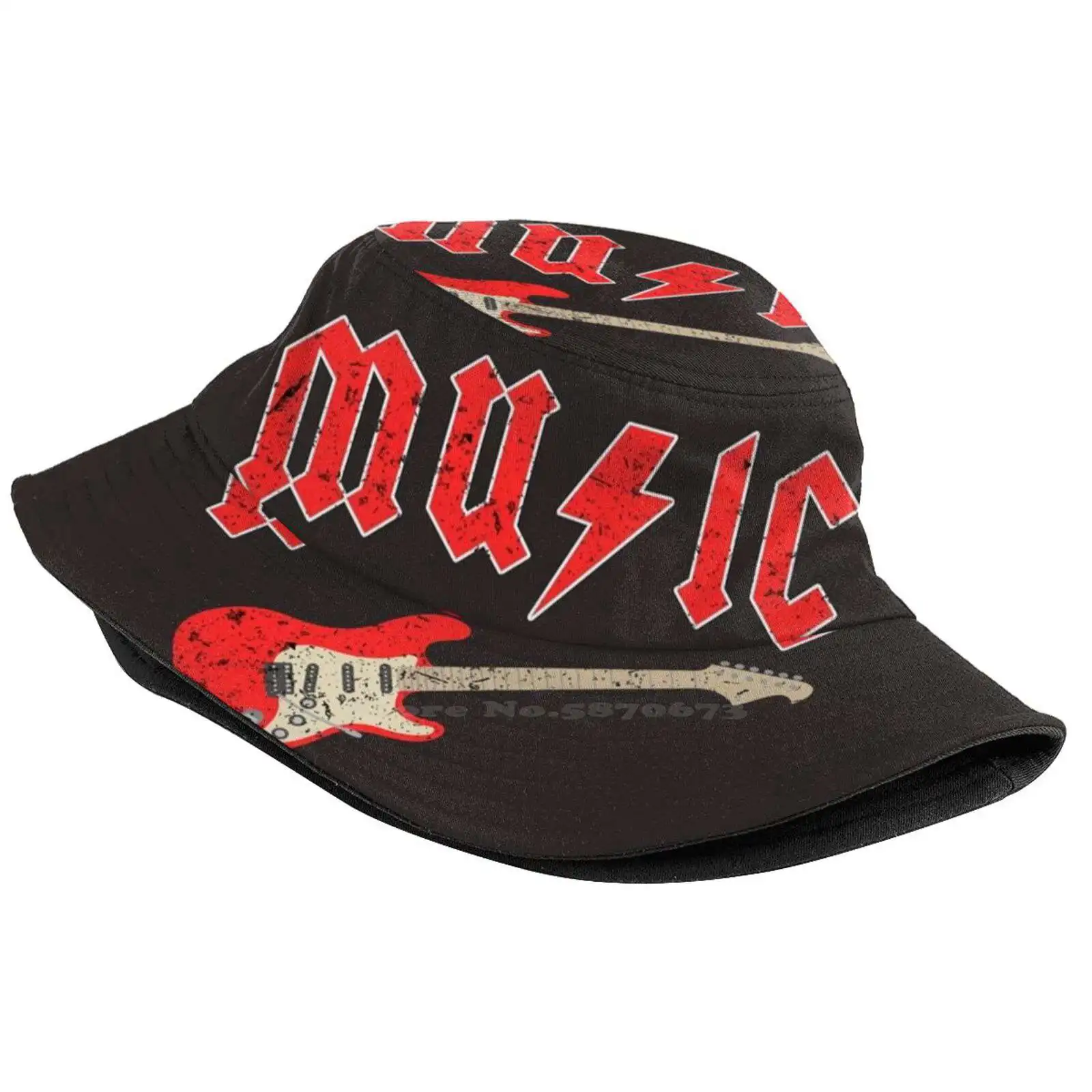 Music Lightning Bolt With Red Electric Guitar For Or Rock Music Fans For Concert And Festival Goers Unisex Fashion Women Men