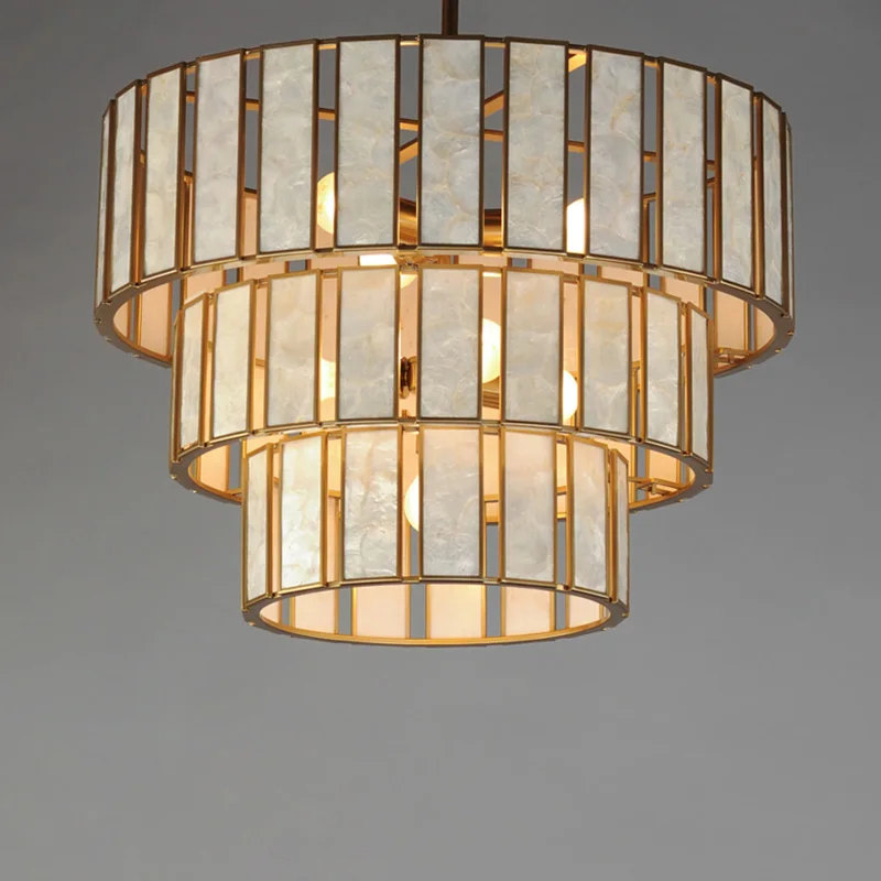 2025 New White Marble Pendant Lamp Single  Layer Metal Brass Black Gold Silver Round Dimmable Ceilings Lustre