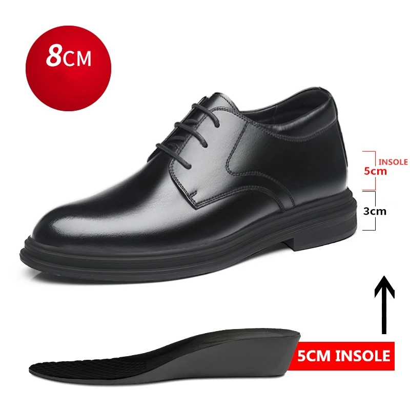 

Men Dress Shoes Elevator Shoes Summer Breathable Casual Classic Business Heightening Leather Shoes 8CM 6CM Moccasins Taller Male