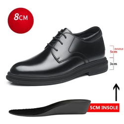 Men Dress Shoes Elevator Shoes Summer Breathable Casual Classic Business Heightening Leather Shoes 8CM 6CM Moccasins Taller Male