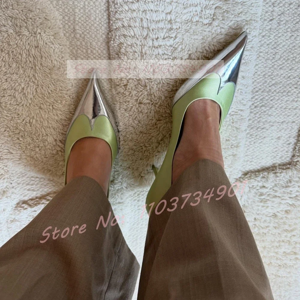 Green Satin Metallic Leather Toe Pumps Women Fashion Pointed Toe Stiletto High Heel Shoes Female Casual Party Wedding Sexy Pumps view 4
