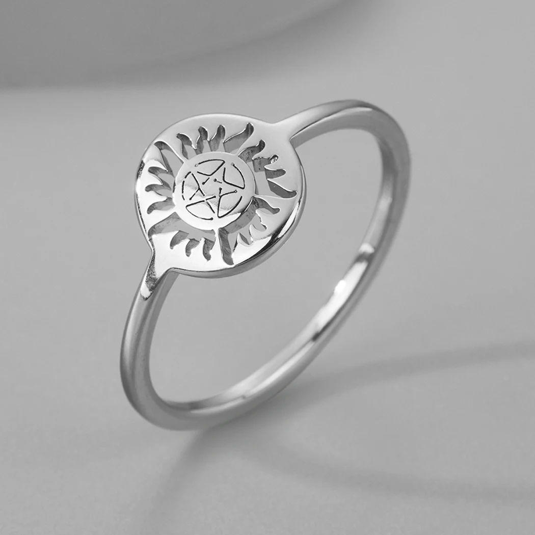 Kinitial simple cute pentagram ring delicate stainless steel adjustable pentagram accessories Christmas gift