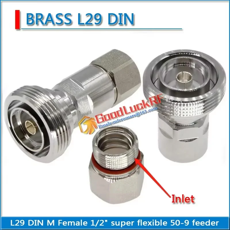 7/16 L29 DIN Female Clamp Solder 1/2' Super Flexible Feeder 50-9 9D-FB SYV-50-9 Cable Straight Copper RF Connector Adapter