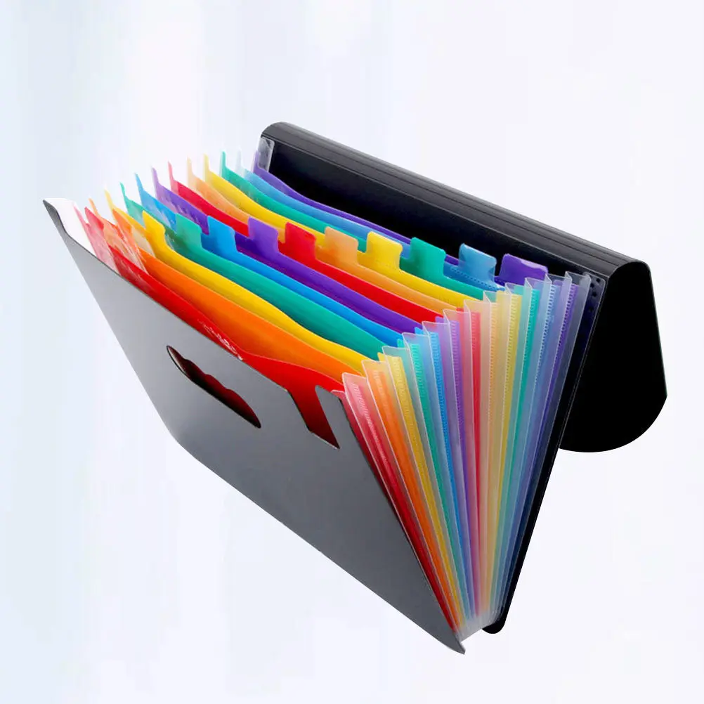 Portable 12 Layer File Folder Plastic Document Organizer Lightweight Multi-Function Folder Office School Supplies