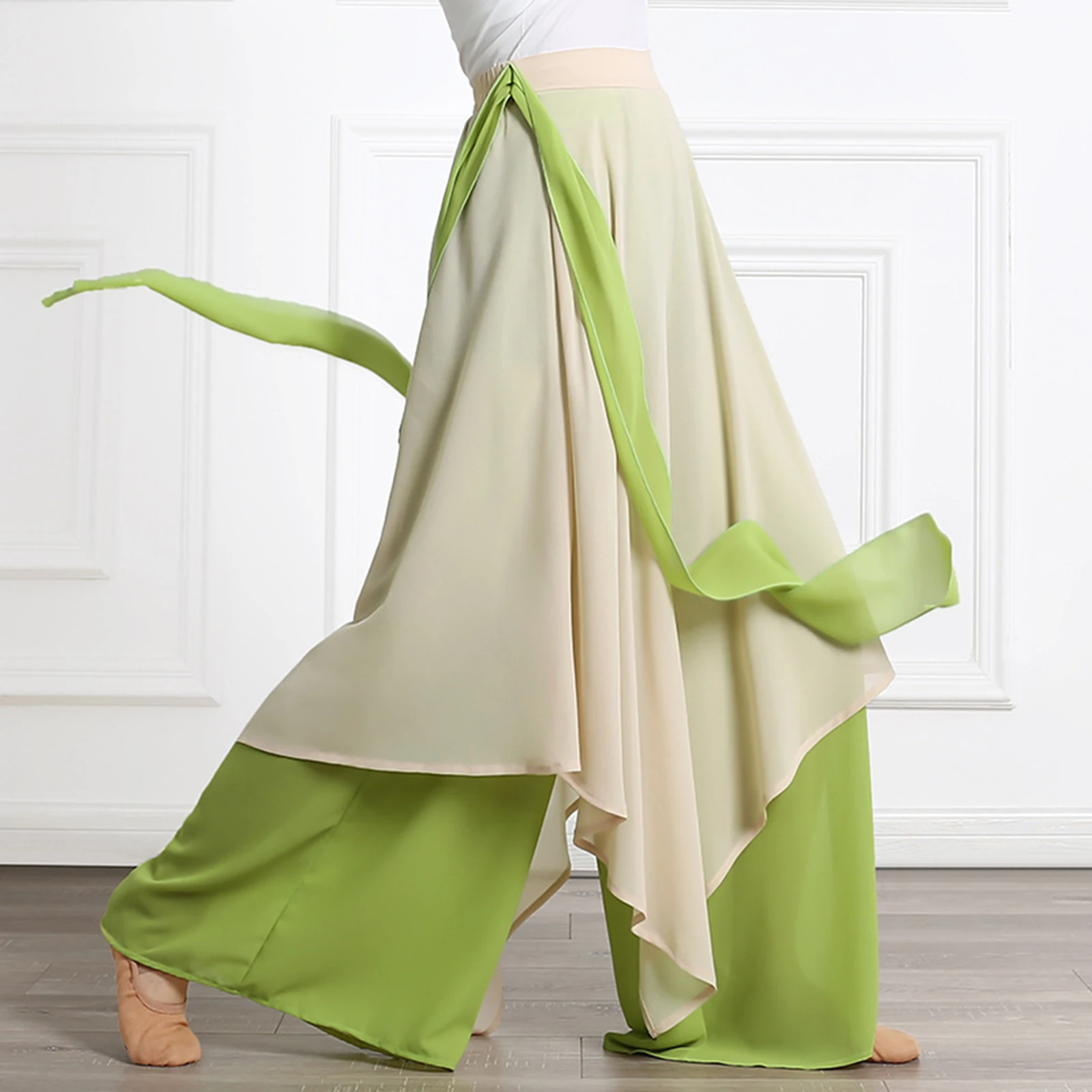 Chiffon Rokken Ballet Buikdans Vrouwen Elegante Sjerpen Rok Chiffon Culottes Danseres Praktijk Diverse Klassieke Dans Pantrok