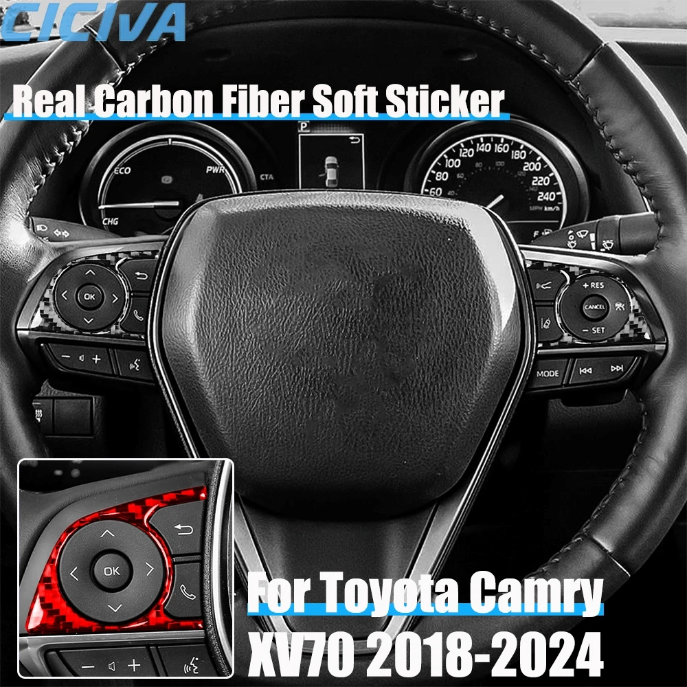 

Real Carbon Fiber Car Accessories driver wheel Trim Cover Soft Sticker For Toyota Camry XV70 2018 2019 2020 2021 2022 2023 2024