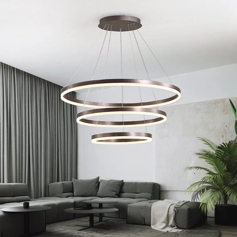 Nordic Modern Minimalist Circle Chandelier Creative Villa Duplex Building Living Room Dining Stairwell Acrylic Led Pendant Light