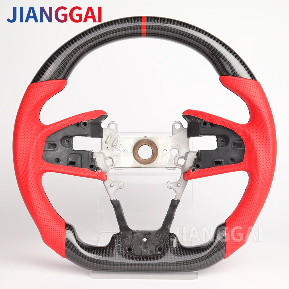 Carbon Fiber Steering Wheel For Honda Tenth Generation Civic 10th 2016-2021 Carbon Fiber Steering Wheel Perforated Leather