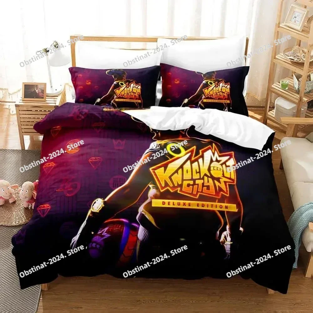 

Fashion anime Game Knockout City Bedding Set Printed Bed Set With Pillowcase Bed Duvet Cover Single Double Queen Super King Size