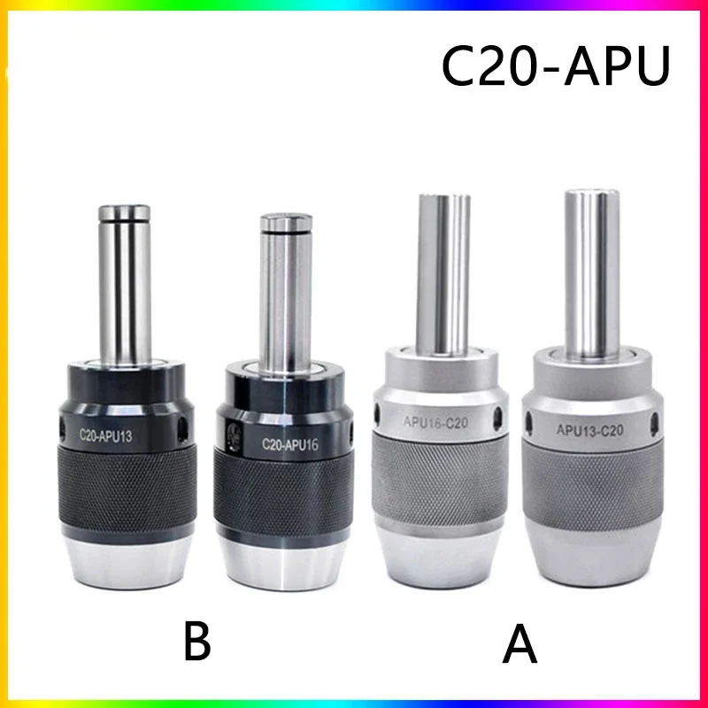 NEW C20 apu Straight shank cutter shank c20 apu13apu16 one-piece self-tightening drill chuck milling machine tool holder spindle