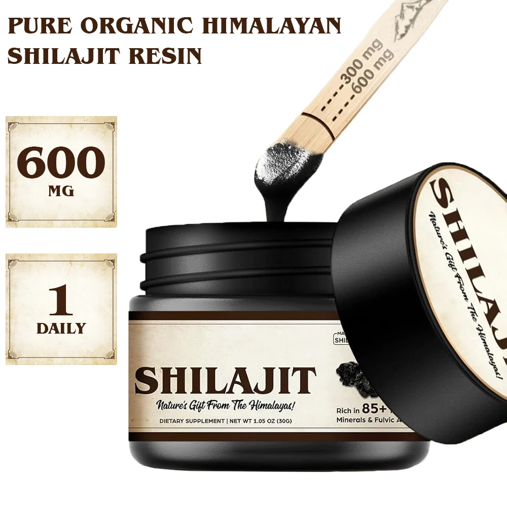 

Чистая гималайская смола Шейлачитата 600 мг, органическая смола Шейлаита с 85 следами минералов и полной кислотой для энергии, поддержка иммунитета