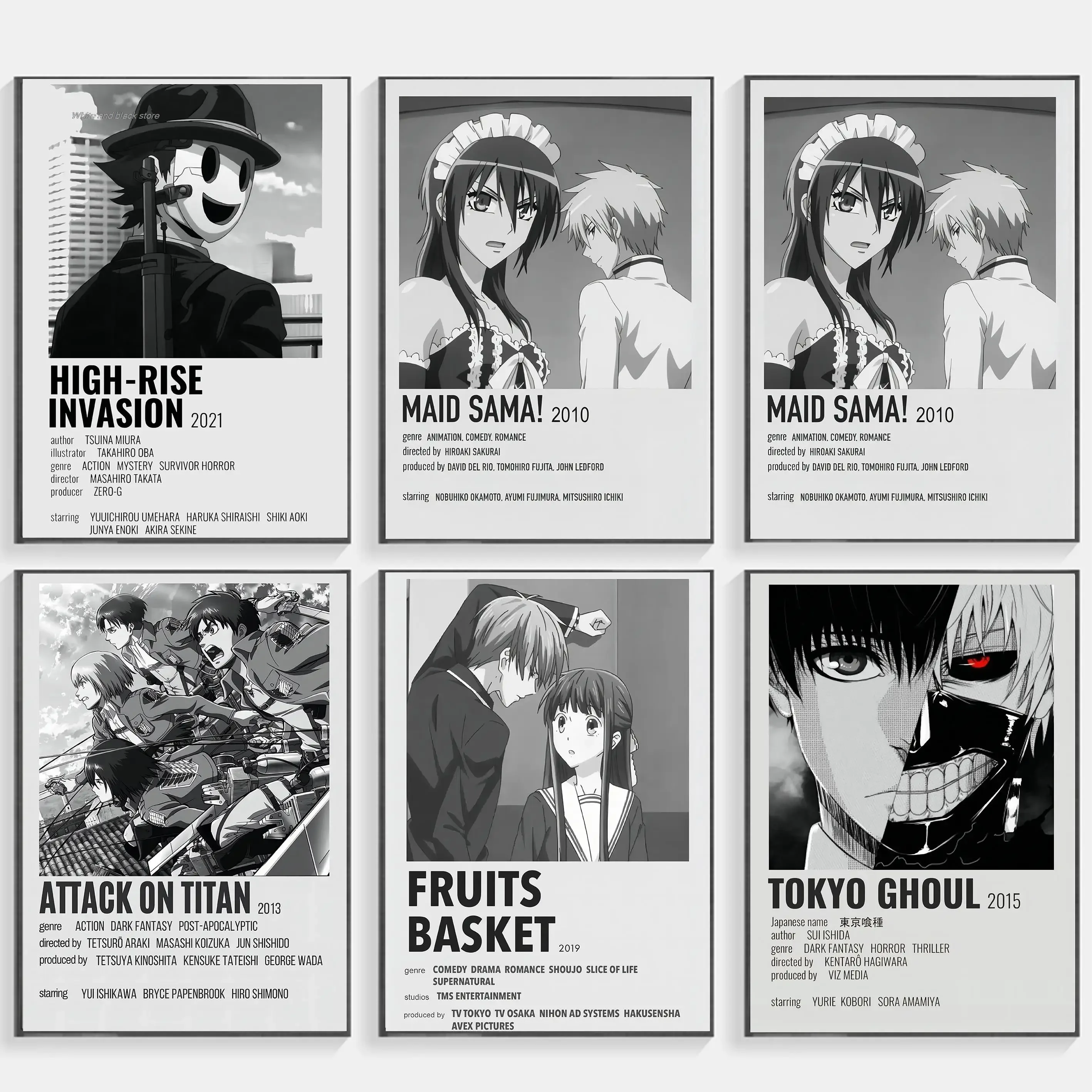 Póster artístico de pared de Anime japonés, Jujutsu Kaisen, ataque a los Titanes, Tokyo Ghoul, pez plátano, tarjeta blanca, papel Kraft, decoración del hogar