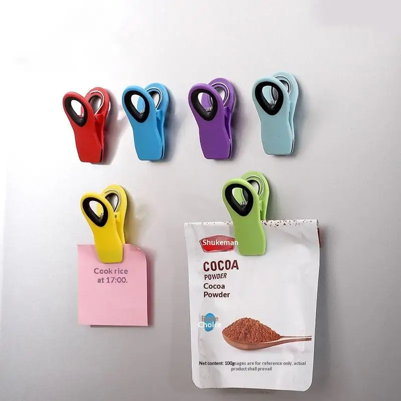8 Pack Food Grade Magnetic Refrigerator Clip Strong Magnet Hold Note Bag Chip for Office Kitchen Home Fridge Use
