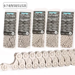 Mountain Bike Chain 6 7 8 9 10 11 12 Speed MTB Bike Electroplated Silver Bicycle Chain 116 links Road Bike Chains