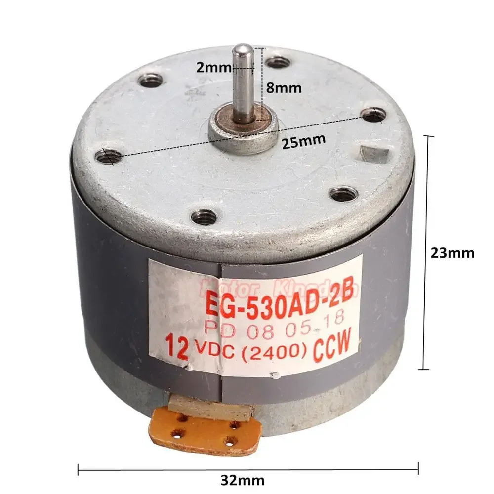 1PC MABUCHI EG-530AD-2B CW/CCW silnik DC 12V 2400RPM mały Mini 32mm okrągły silnik wrzeciona do odtwarzacza CD z silnikiem rejestratora