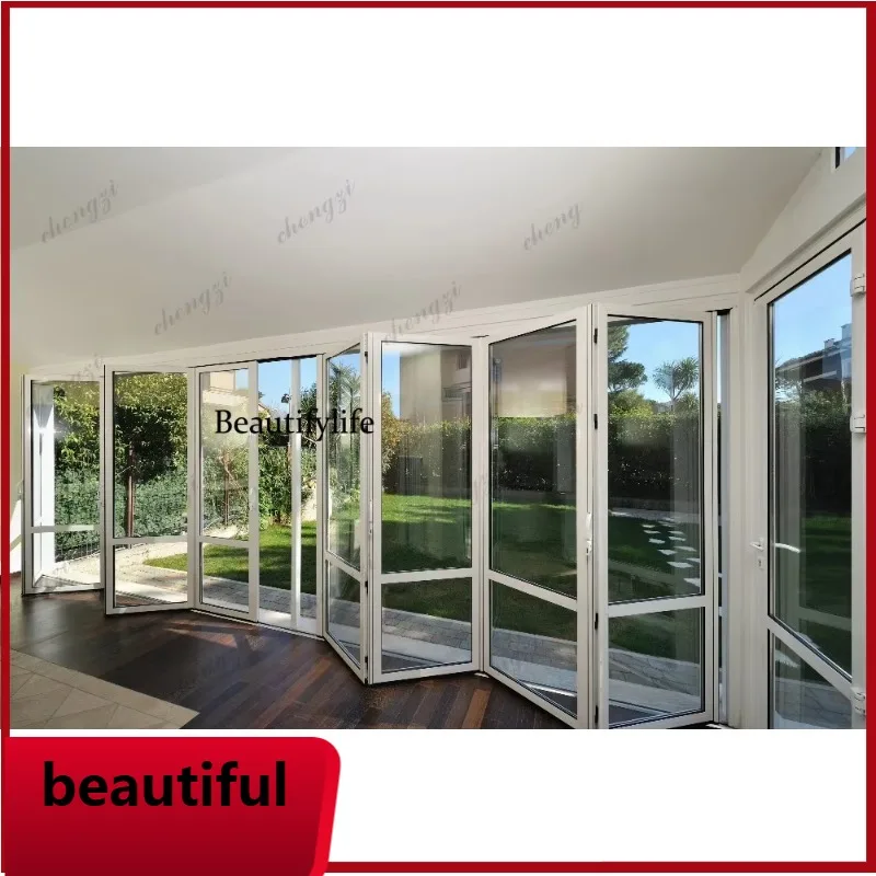 F181Z183 Customization Aluminum Glass Sliding Folding Door Patio Exterior Bifold Doors Double Glazing Aluminum Bi Folding Door