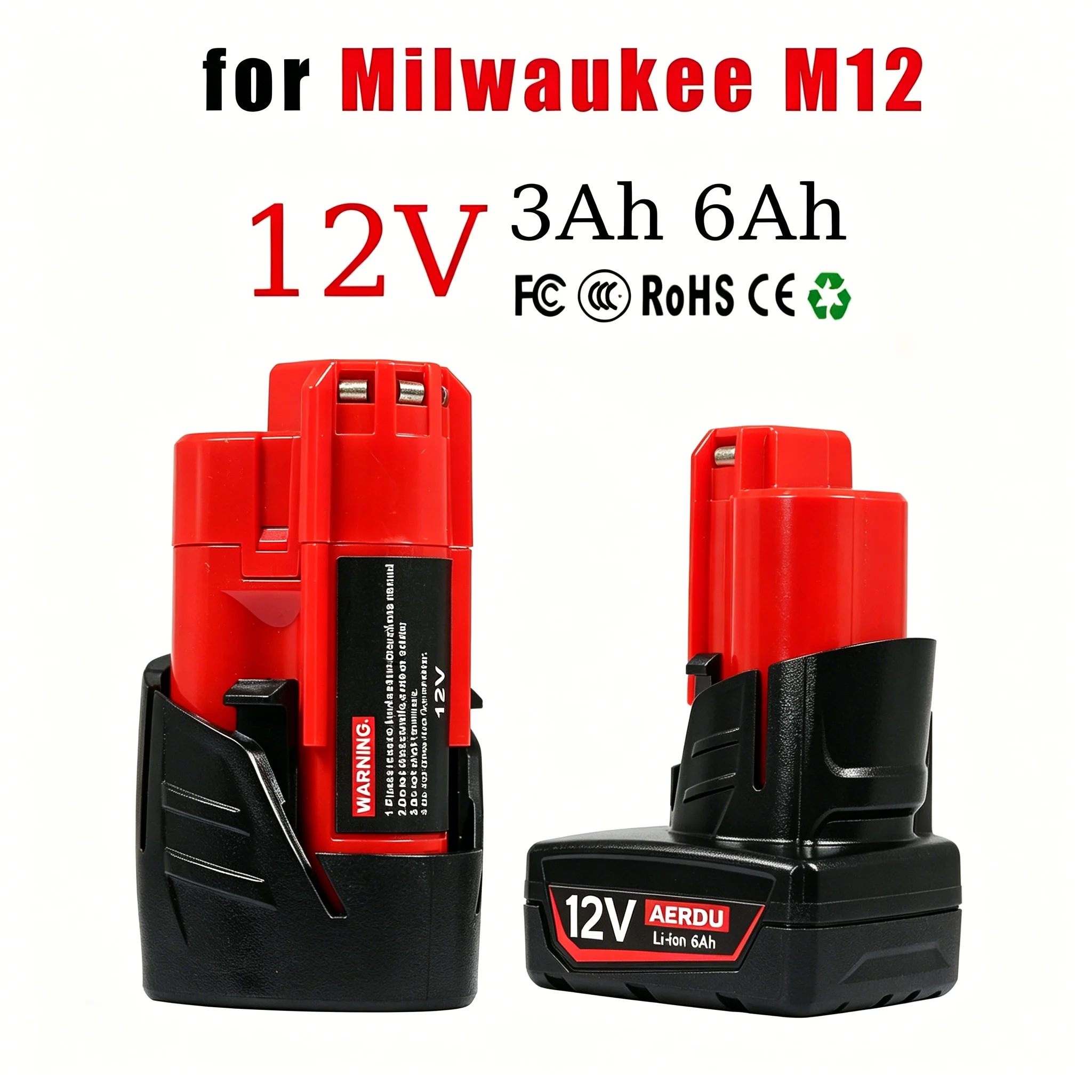 

For Milwaukee M12 Battery 6.0Ah/3.0Ah 12V Rechargeable Battery For Milwaukee M12 Tool 48-11-2402 48-11-2411 48-11-2401MIL-12A-LI