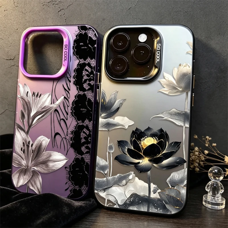 Lace Lily Ink‑Wash Lotus Case for Samsung Galaxy A26 A36 A56 A25 A35 A55 A34 A54 A13 A33 A53 5G A06 A16 A15 A14 A23 A52 A52S A31