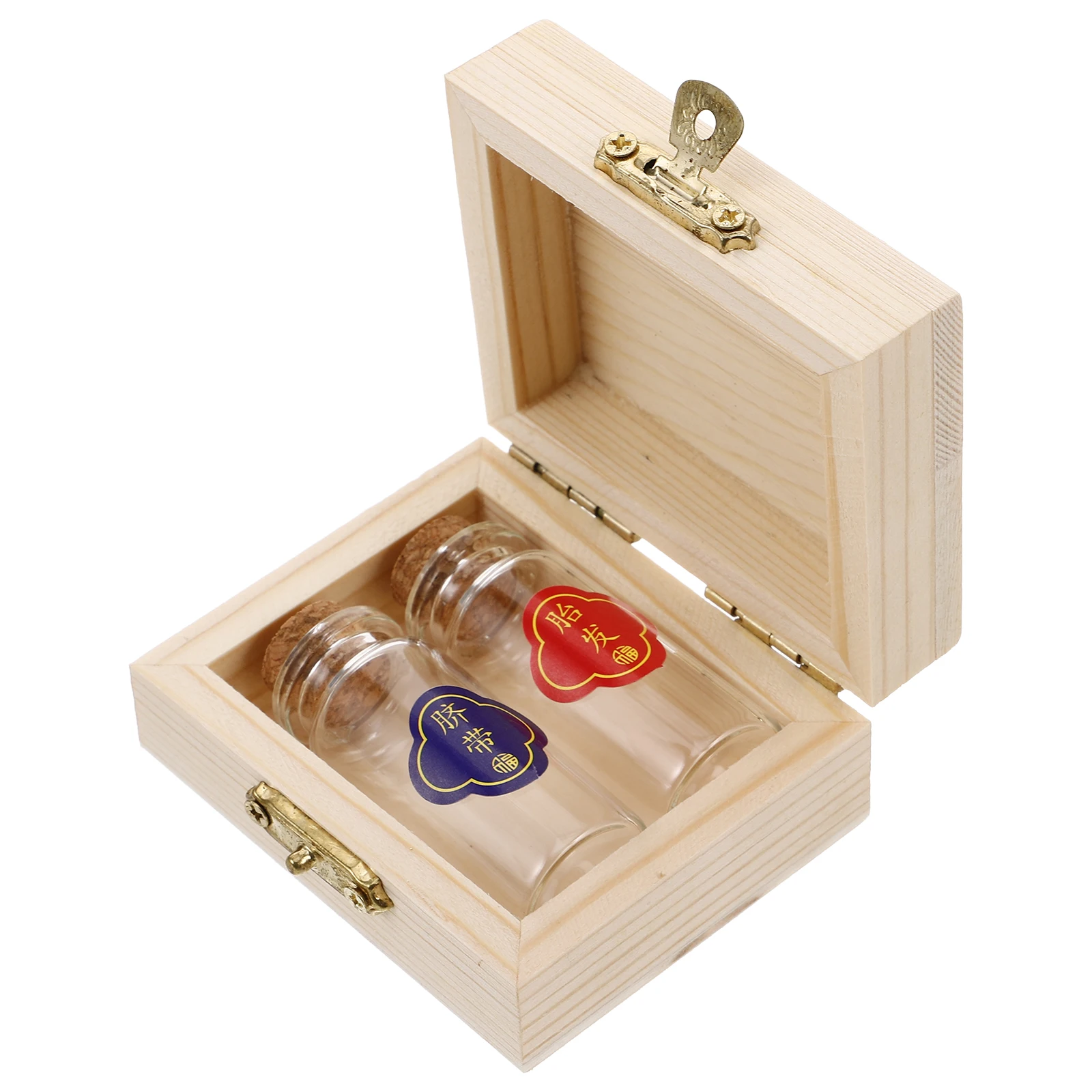 

1 set Keepsake Storage Box First Haircut Fetal Hair Umbilical Cord Wood Milestones Preservation