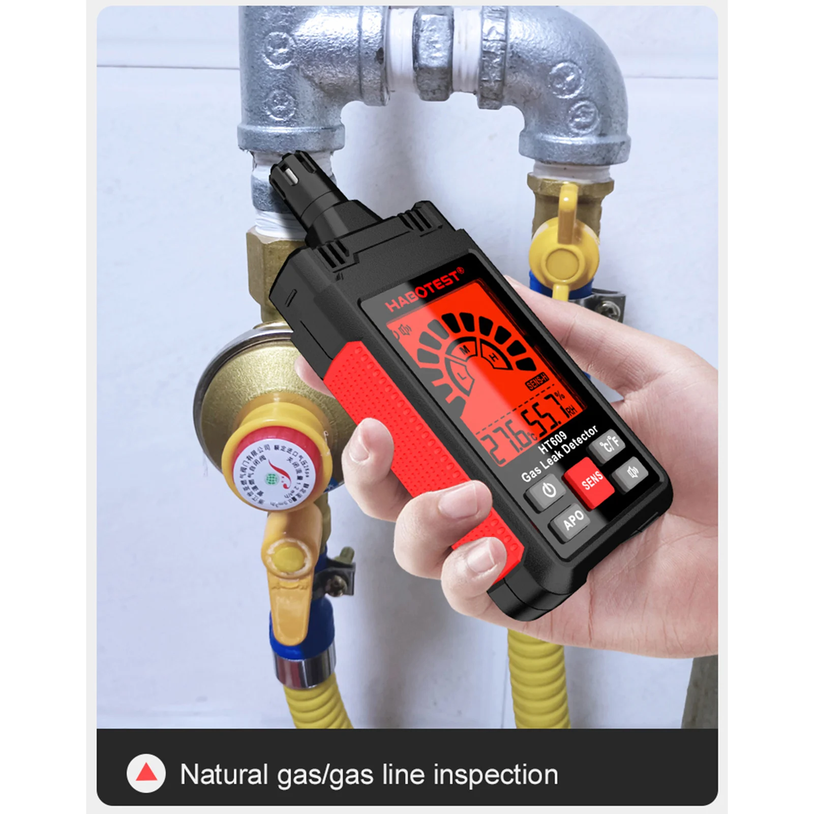 HABOTEST HT609/HT60 Gas Leak Detector Combustible Gas Detector Ambient Temperature Humidity Methane Gas Hydrogen Detector