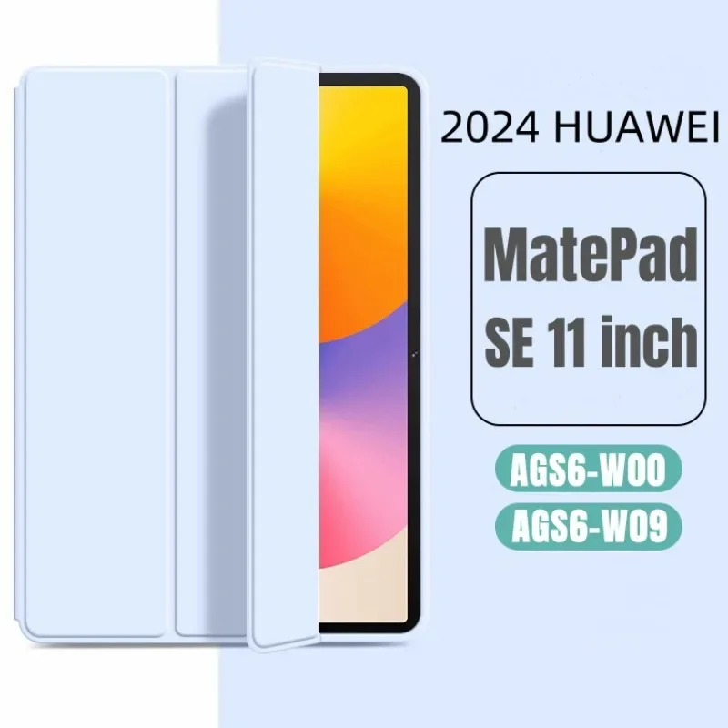 For Huawei matepad se 11 case Smart Cover Funda For Huawei MatePad SE 11 inch 2024 Auto Wake up and Sleep Silicone Cover