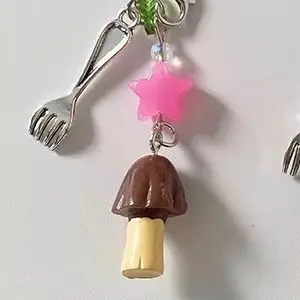 

Creative Y2K Chocolate Mushroom Bag Charm Mobile Phone Lanyard Cute Cartoon Key Handbag Pendant Vintage Girl Luggage Gift