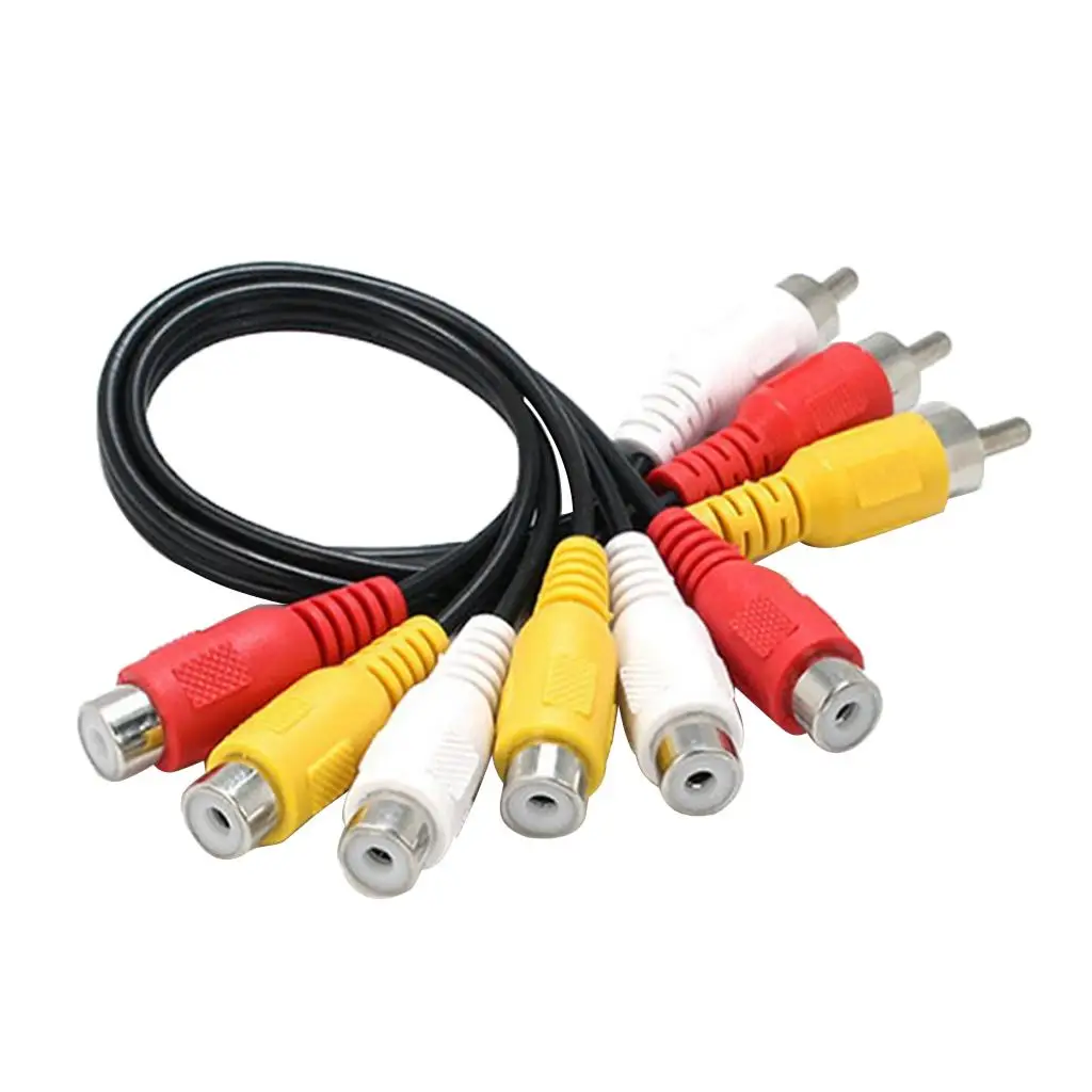 6 Kabel RCA USB Female ke 3 RCA Male Splitter AV Kabel Adaptor untuk AV
