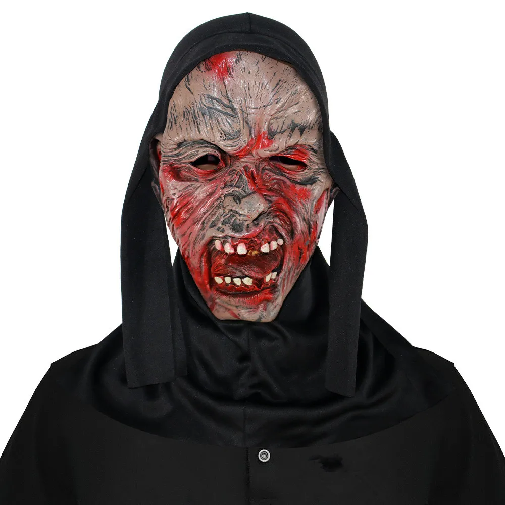 Gruselige Zombie-Bio-Monsterkopfmaske mit scharfen Zähnen, Halloween-Maske für Erwachsene für Horror-Geisterhaus-Themenparty-Cosplay – Detail 1