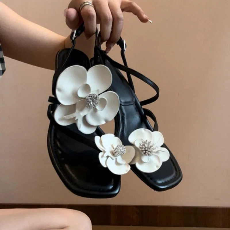 Wonen  Flower Clip Toe High Sandals Luxury New Shoes 2026 Summer Designer Slippers Beach Dress Flip Flops Fashion Woman slides