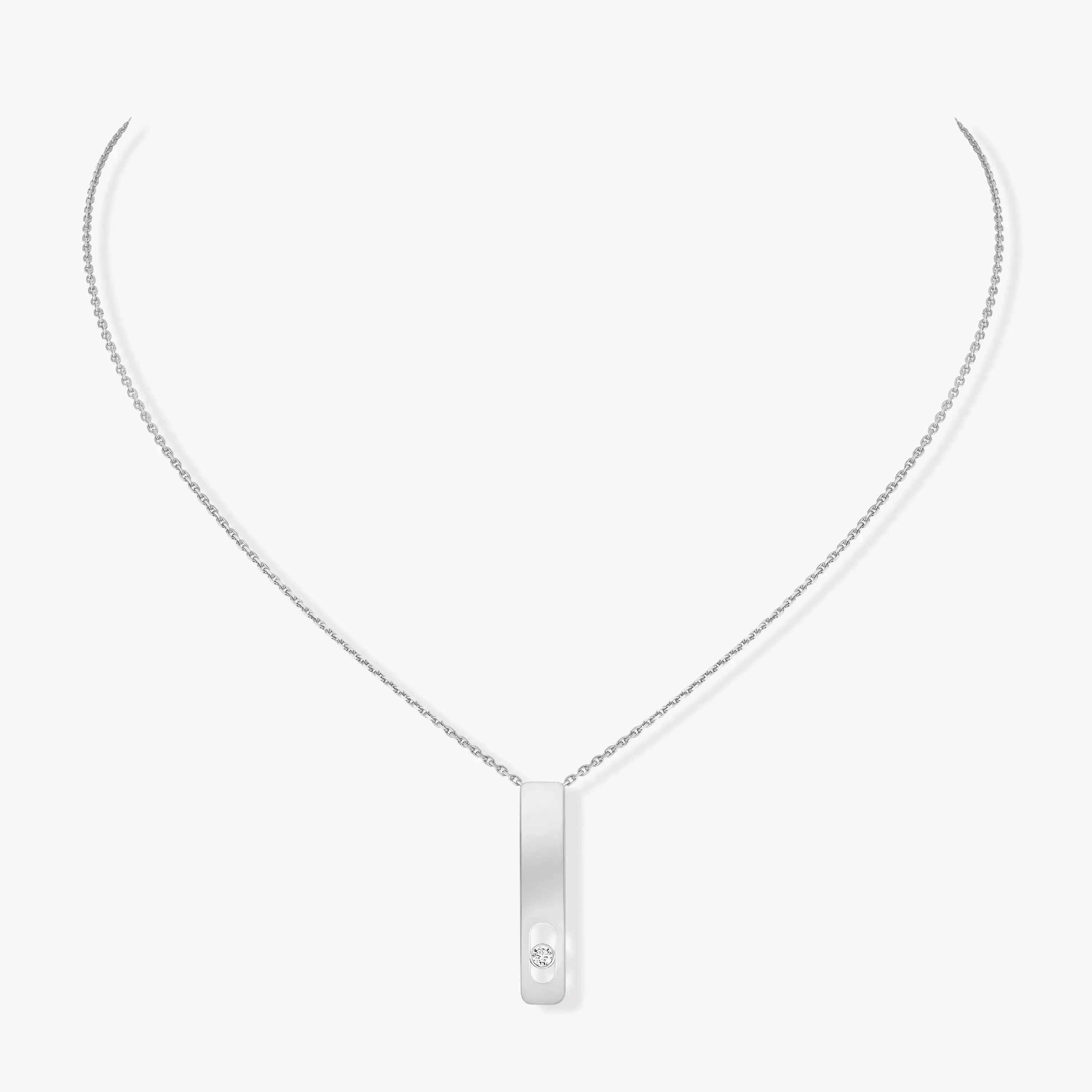 Pure silver s925 luxury brand messik design MY FIRST DIAMOND series women's rectangular strip simple necklace