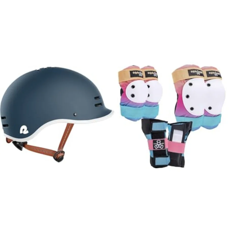 

Remi Adult Bike Helmet and Triple Eight Saver Series Pad Set with Kneesavers Elbowsavers and Wristsavers