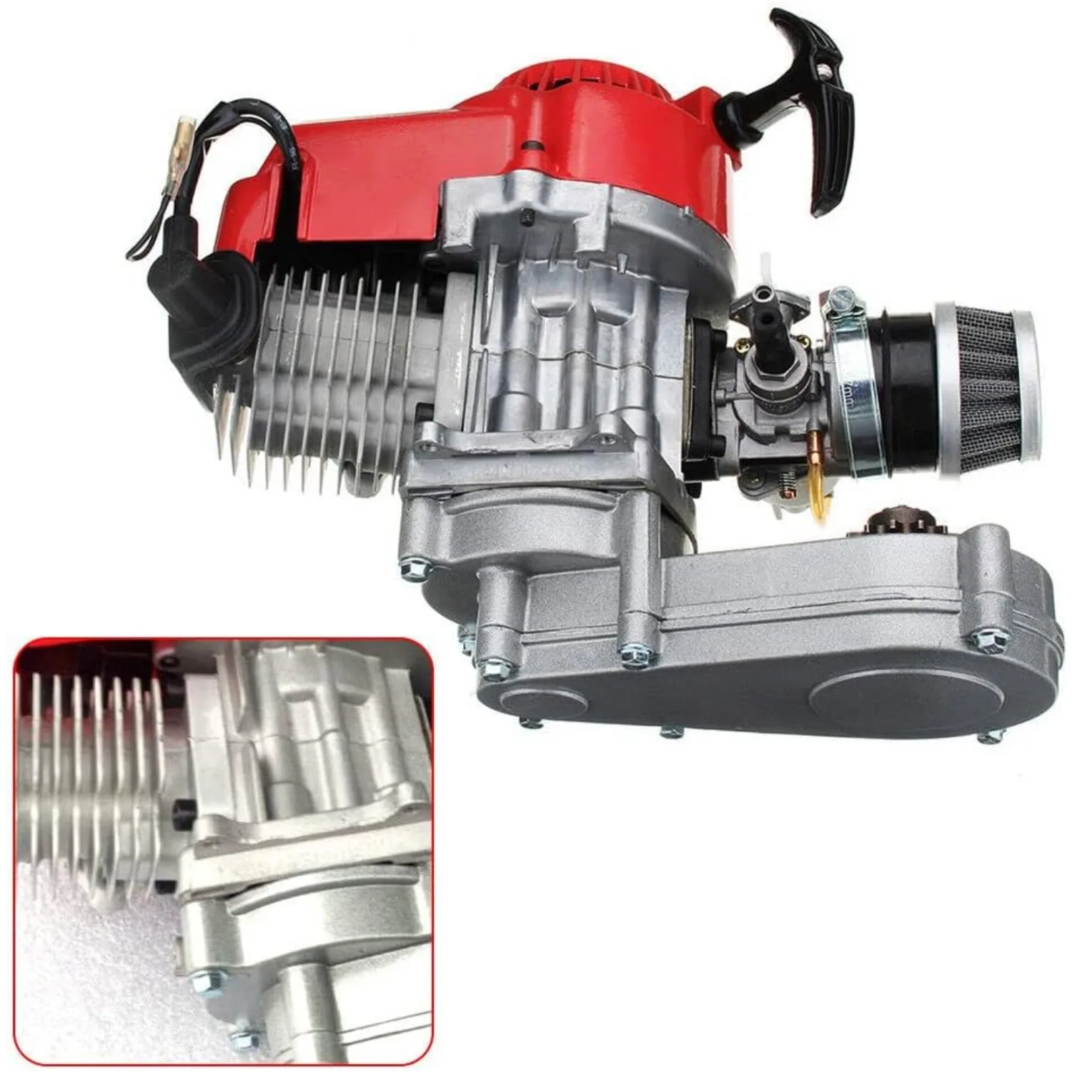 49CC 2 Stroke Complete Single Cylinder Engine Motor Air Cooled For Pocket Bike Scooter ATV With Handle + Cable