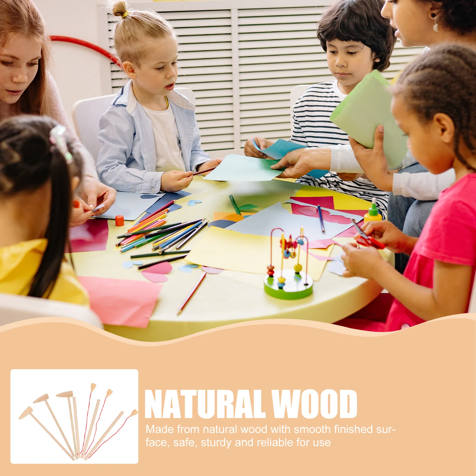 1 مجموعة 1 مجموعة من لعبة كومة خشبية للأطفال مطرقة مطرقة يطرق Playset طفل التعليمية تطوير المهارات الحركية لعبة اجتز #4