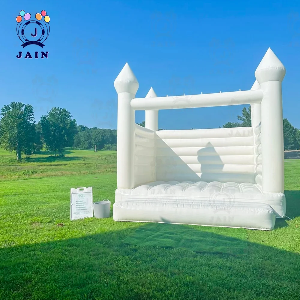 Fast Shipping 4*4m ปราสาทกระโดดพองสีขาว Bounce House สําหรับเด็ก Bounce House สําหรับเด็กของเล่นกลางแจ้งพร้อมเครื่องเป่าลม