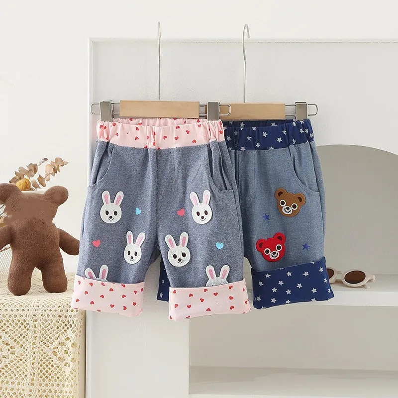 

baby girl clothes kids pants boys and girls Cartoon embroidery pattern shorts Cute shorts