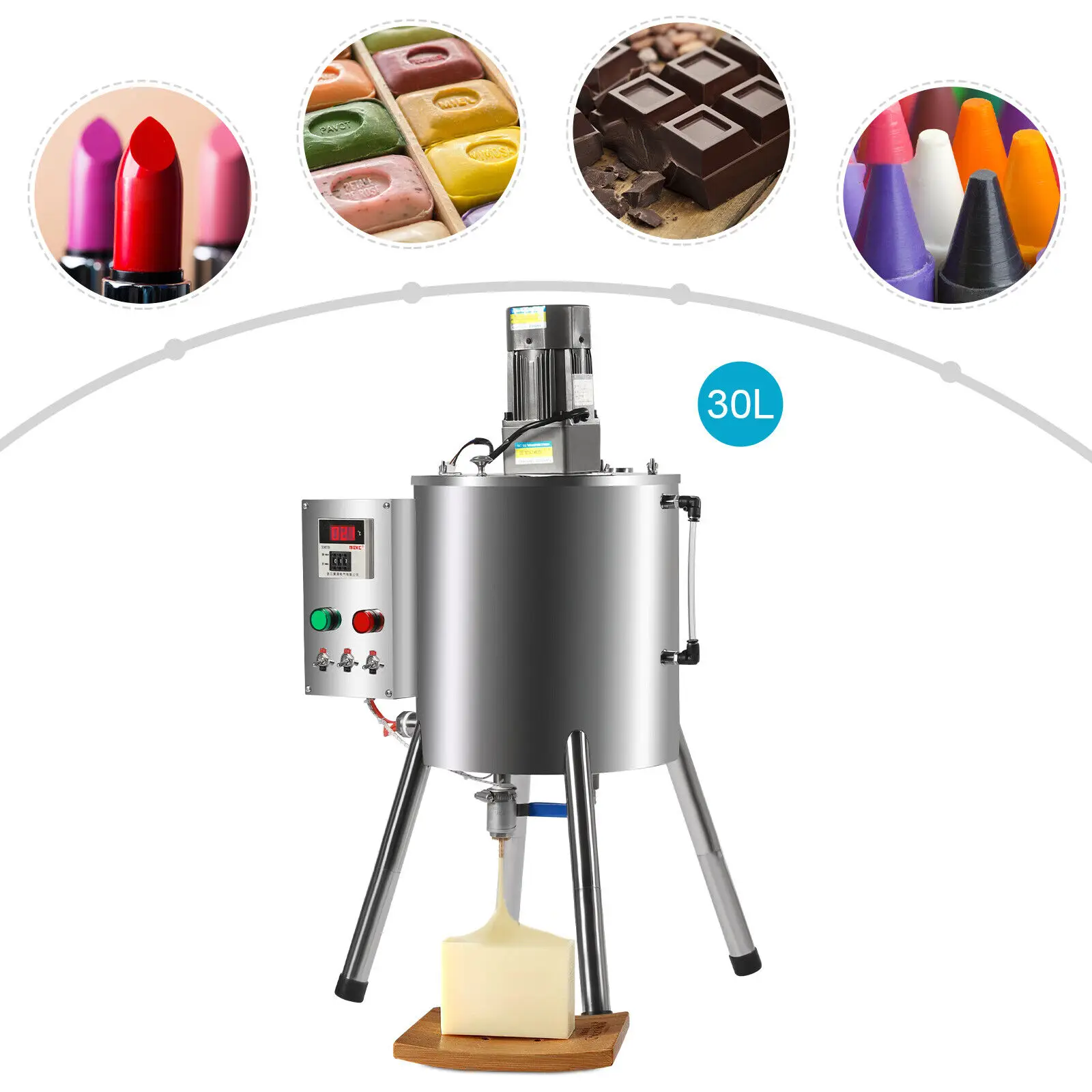 8 Gal Capacity Lipstick Filling Machine, Heating Mixing Filling Machine Heat Mix Stirred Tank Candle Chocolate Liquid Filler