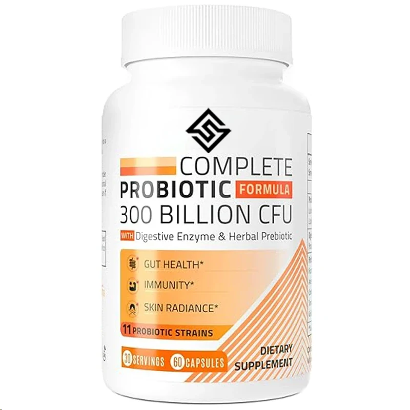 300 Billion Cfu Of 11 Strains, Probiotics Containing Organic Herbs And Digestive Enzymes -60 Capsules