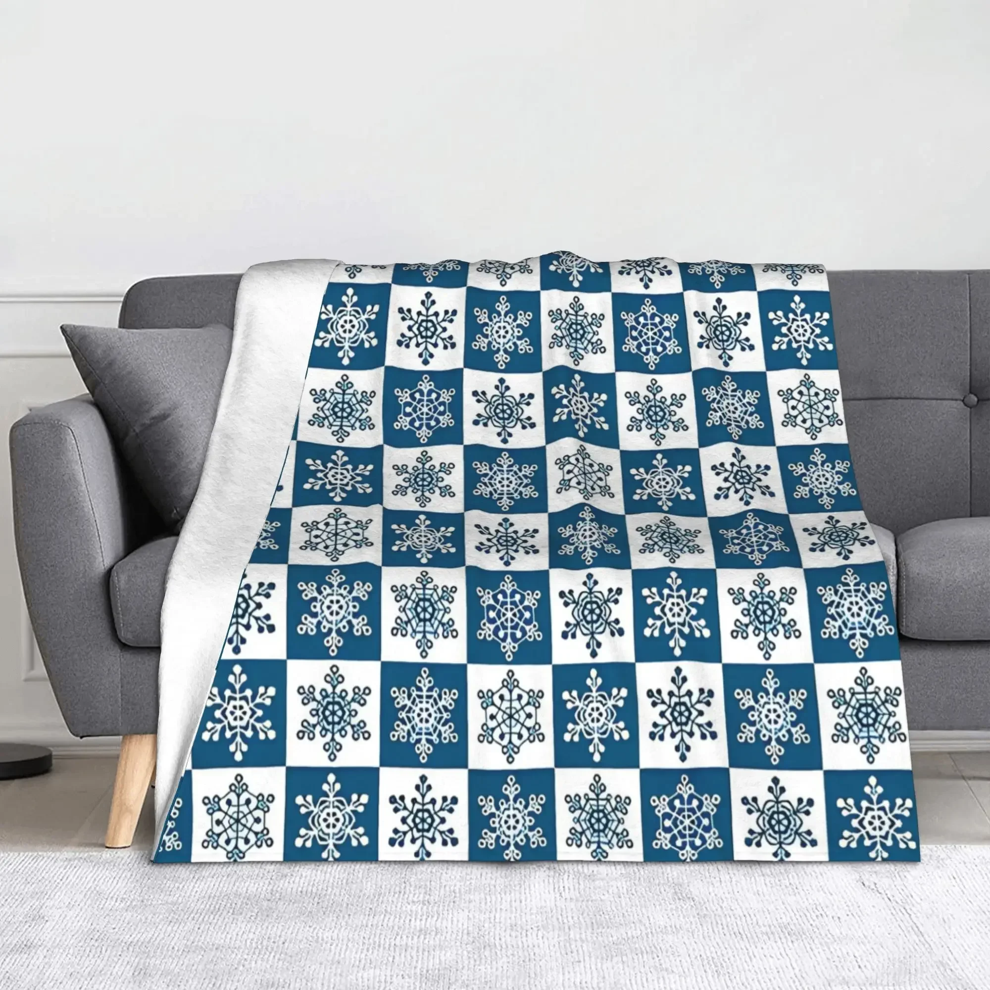 1pc Blue Plaid Large Stripe Deer and Pine Forest Blankets Christmas Flannel Throw Blankets Summer Winter Ultra-Soft Warm Bedspre