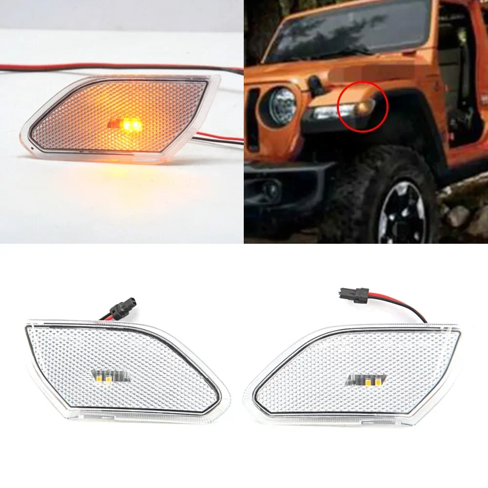 For Jeep wrangler JL 2018 2019 2020 Smoke Shell/Clear Shell Car Front Side Markers Amber LED Lights