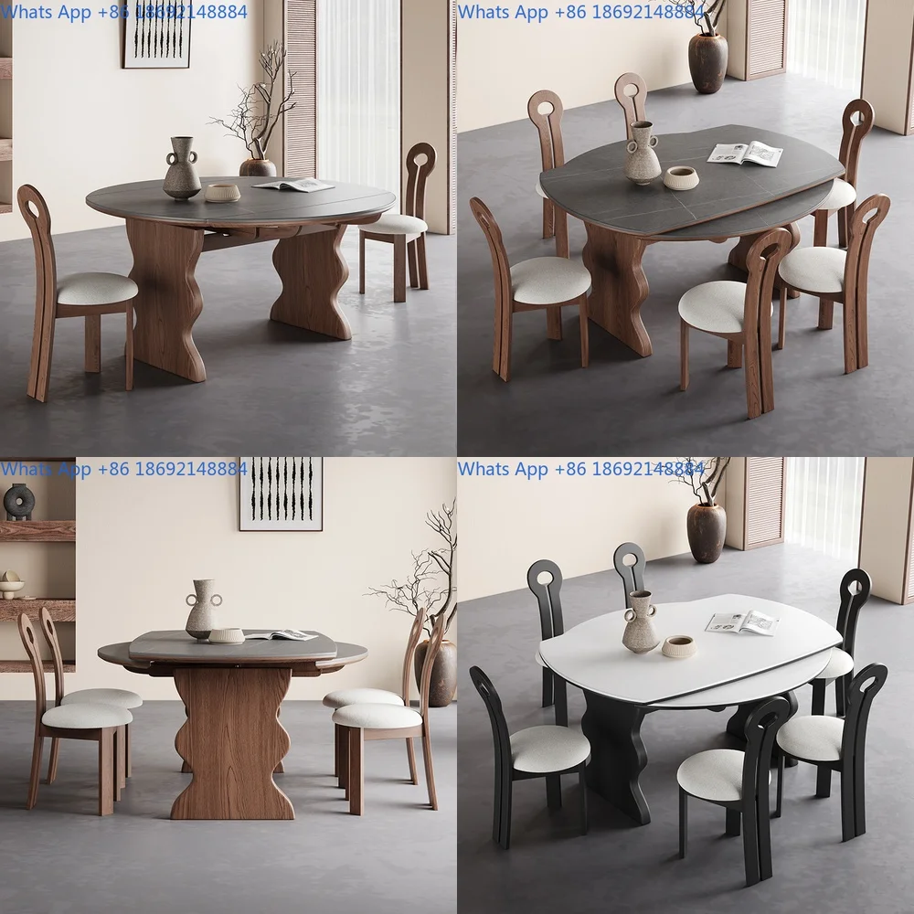Solid Wood Folding Dining Table Convertible Round Extendable Modern Minimalist American Style for Small Homes 2025 New