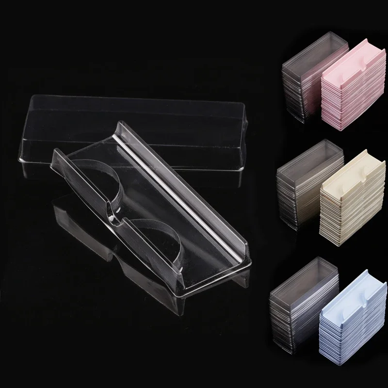 10pcs/set Reusable Eyes Lashes Case PVC Clear Lid Eyelash Holders False Eyelashes Empty Packing Box