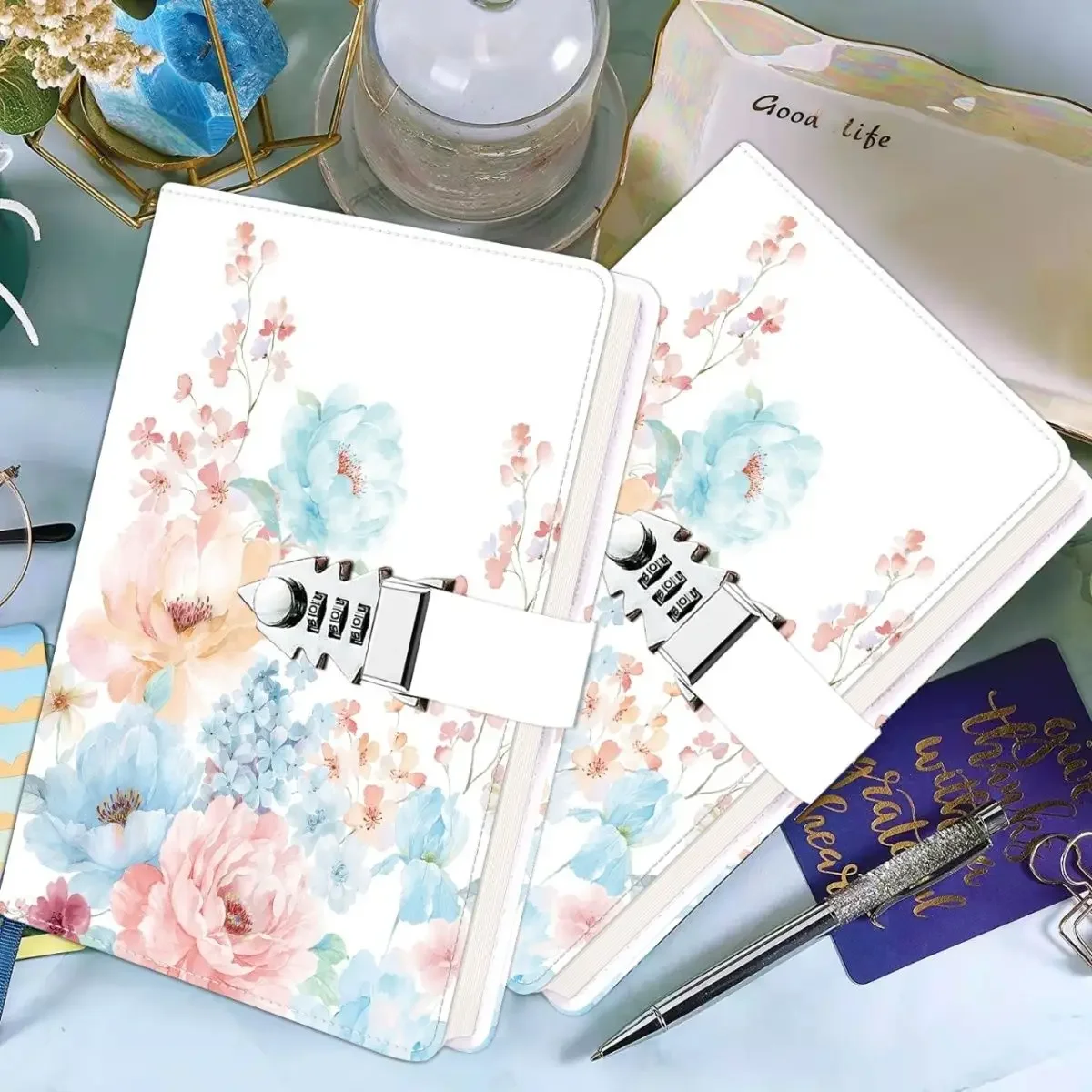 A5 Password Notebook with Lock 112 Sheets Journals Thicken Hand Ledger Handbook Student Notepad Diary Binder Stationery Gift