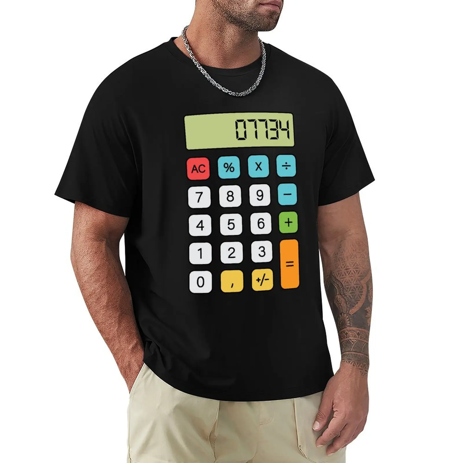 Hello Calculator T-Shirt Basic Simple Casual Short Sleeve Tee