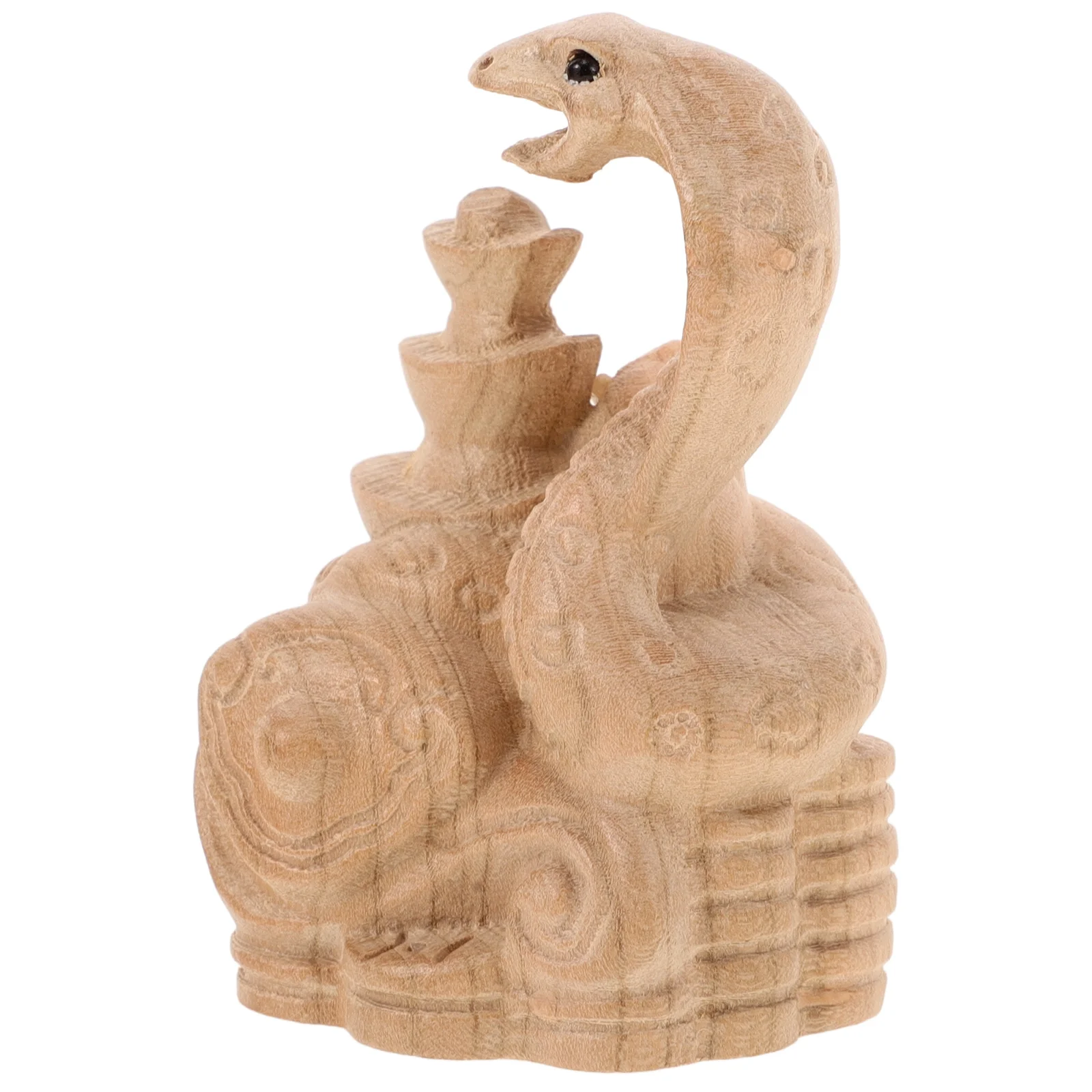 Snake Wood Carvings Unpainted Animal Model Chinese Figure Household Ornaments Khaki Wooden Crafts Statue Cat Statues Home Decor