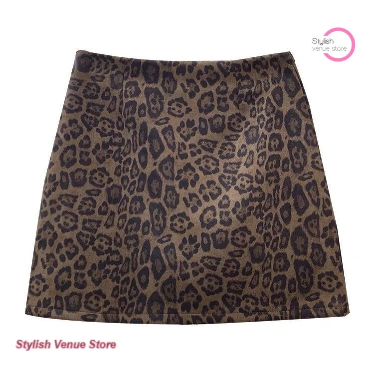 

French high-quality temperament Leopard A-word skirt women's spring and autumn fashion sexy hip-covered leisure bag hip skirt