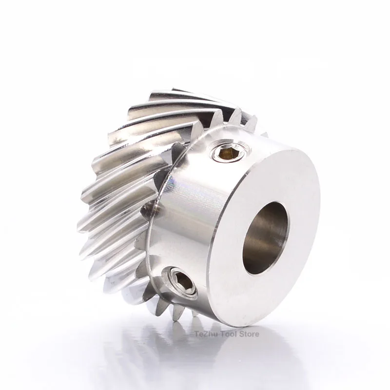 1Pcs 1 Mod 1.5 Mod 13/15/20 Teeth 45 Degree Left Helical Gear Staggered Gear 304 Stainless Steel Transmission Parts Keyway Bore