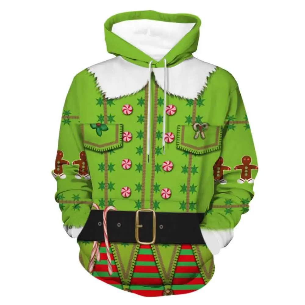 

Funny Christmas Xmas Graphic New In Hoodies & Sweatshirts 3D Santa Claus Snowman Printing Hooded Hoody Unsex Ugly Hoodie Tops