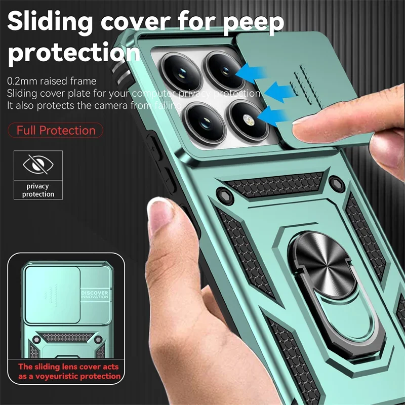 For Xiaomi 14T 13T Pro Case Ring Stand Car Magnetic Holder Phone Cover for Redmi 14C Case Shockproof Lens Protection Funda image 3