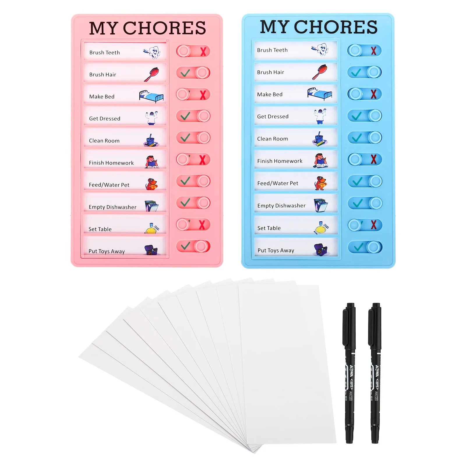 

24Style Checklist Board Set Plastic Chore Chart to Do List Daily Routine Task Schedule Memo Planner Cardstock Pen forHome Travel