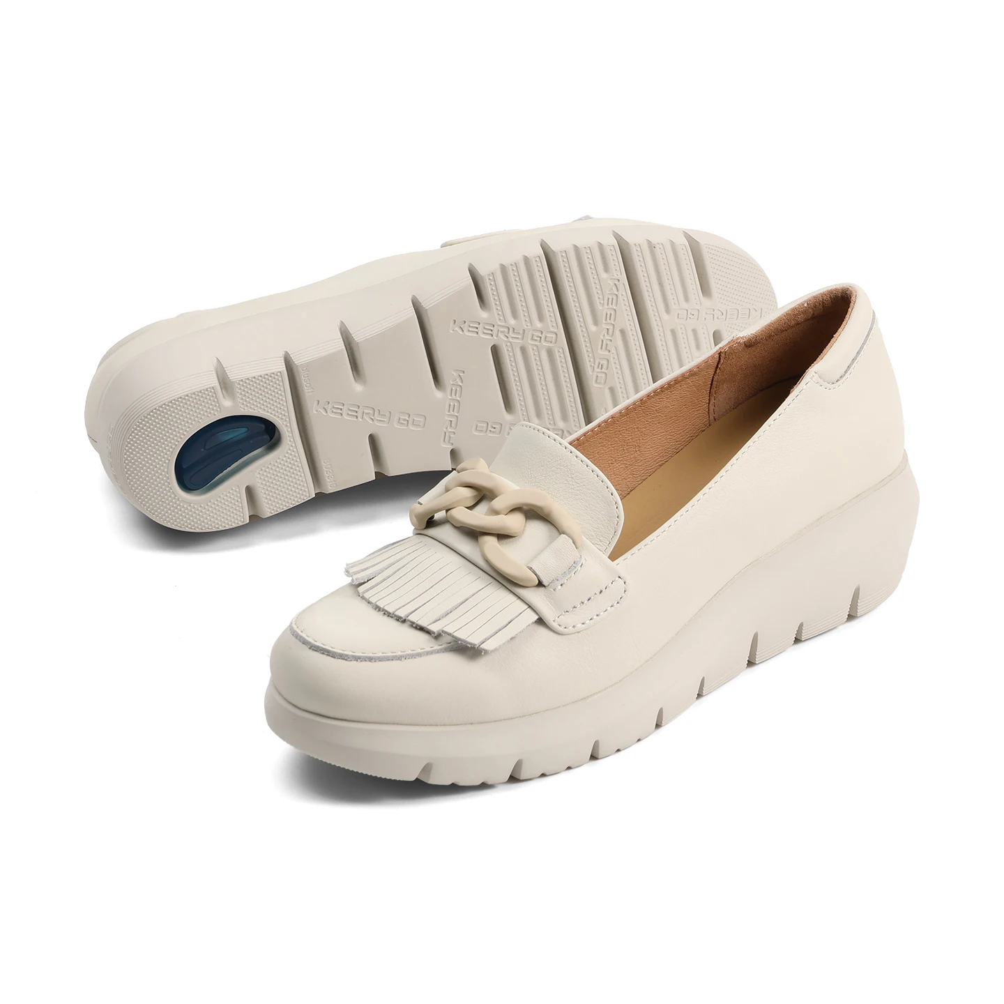 Women Tassel Loafers Ultra Light Thick Wedge Sole Comfortable Commuter Fashion Slip On Shoes, 4 Colors Available